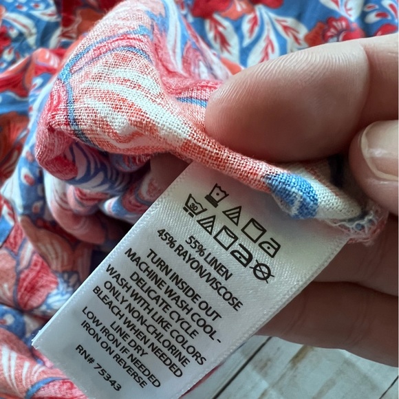 NWT Sigrid Olsen Linen Blend Floral Maxi Dress Blue Orange Red Size Small - Picture 7 of 9